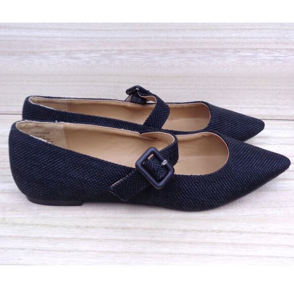 Journee Collection Black Karissa Buckle Pointed Toe Mary Jane Flats Women Size 6 - Picture 1 of 7